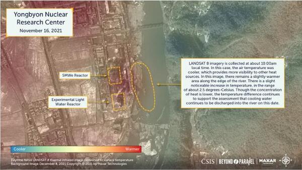 북한 영변 핵원자로 주변 활동 상황. /분단을넘어 홈페이지 인공위성 사진 캡처