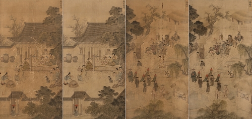 국립중앙박물관 평생도왼쪽부터 1폭 원본과 디지털 복원본, 2폭 원본과 디지털 복원본. /연합