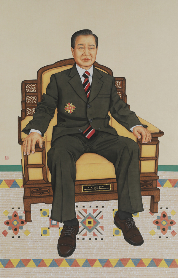 신진 화가 안서진(30)이 전통 기법으로 그린 김대중 대통령 초상. /마이아트옥션 제공