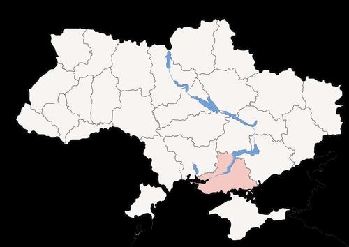 헤르손주 위치(붉은색). 오른쪽이 자포리자주와 돈바스, 아래쪽이 크림반도. /위키피디아 연합