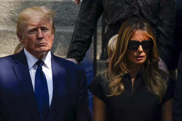 이바나 트럼프 장례미사에 참석한 도널드 트럼프 전 미국 대통령과 부인 멜라니아 여사. /AP=연합
