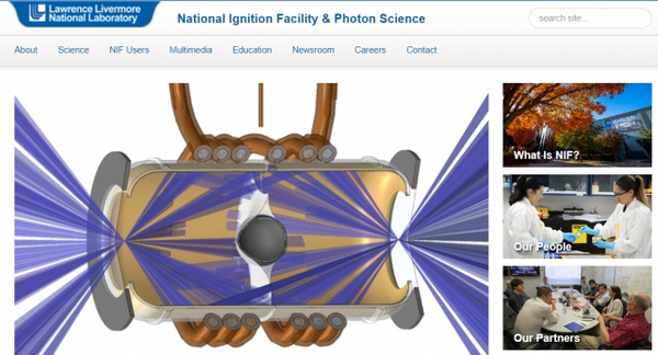로런스 리버모어 국립연구소(LLNL)의 핵융합 연구 시설인 국립 점화시설(NIF) 홈페이지 캡처