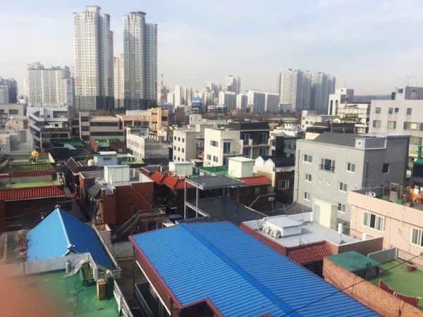 대구 북구 대현동 이슬람 사원 건축 부지(사진 중앙) 주변으로 주택들이 둘러싸고 있는 모습. /대구무슬림모스크사원비대위