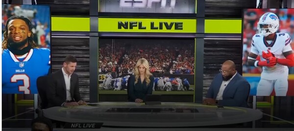 ESPN의 해설자들이 생방송 도중 햄린을 위해 함께 기도하는 모습. /유튜브 영상 캡처