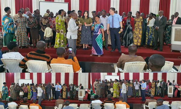 목회자세미나 둘째날 치유훈련 시간에 치유를 받은 참석자들이 강대상 앞으로 간증하러 나온 모습. /사랑하는교회