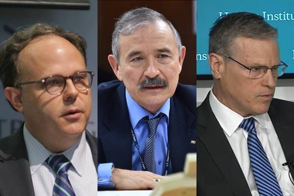 미국의 북한 전문가들이 한국 정부가 최근 '9·19 남북 군사합의' 효력을 정지한 것에 대해 긍정적인 평가를 내놨다. 사진은 (왼쪽부터) 시드니 사일러 전 미 국가정보국 산하 국가정보위원회 북한담당관, 해리 해리스 주한미국 대사, 패트릭 크로닌 허드슨연구소 안보 석좌. /각 소속기관