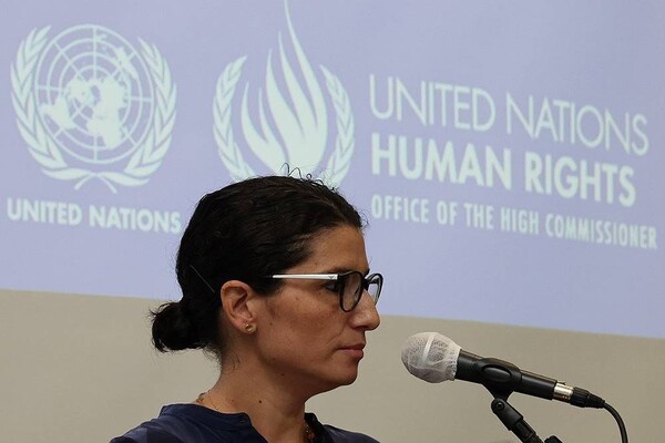 엘리노어 페르난데즈 유엔인권최고대표사무소 서울사무소 인권관이 지난 16일 한국프레스센터에서 북한 강제노동 보고서를 소개하고 있는 모습. /연합