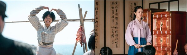 윤정년 역의 배우 김태리(왼쪽)와 허영서 역의 배우 신예은. 