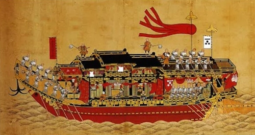 통신사 상상관이 탄 배와 수행하는 배를 그린 그림. 오사카역사박물관에 소장된 신기수 선생 수집품 중 하나다. /서울역사박물관