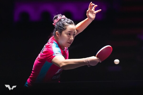 WTT 미국 스매시에 출전한 신유빈의 경기 장면. /WTT 인스타그램 캡처