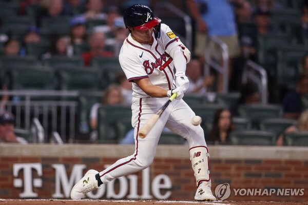 애틀랜타 김하성의 스윙. /Imagn Images=연합