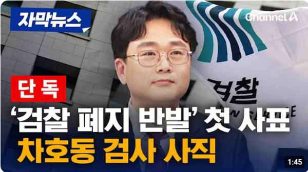 첫 사의 표명한 차호동 전 부장검사. /채널A 유튜브 캡처