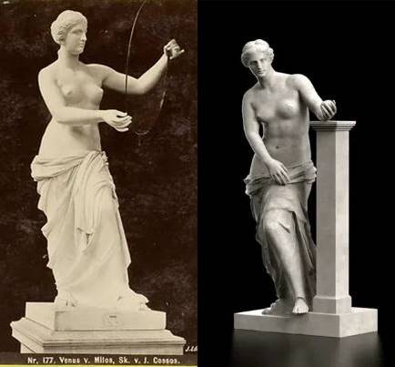 두 팔을 복원, 사과나 활을 들게 했지만 오히려 혹평을 받았다. /프랑스박물관연합