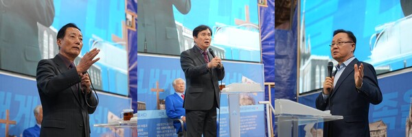 이날 기자회견에서는 다양한 분야 전문가들이 심도 깊은 분석과 증언을 통해 국민 각성의 계기를 마련했다. (왼쪽부터) 황중선 예비역 장군, 김학성 강원대 로스쿨 명예교수, 이동호 박사. /대국본