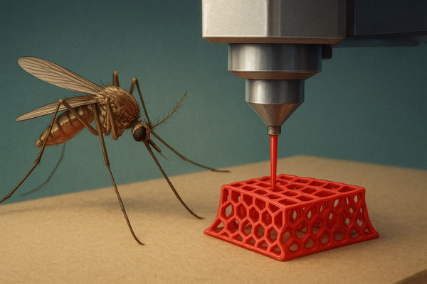 캐나다 맥길대학교 연구팀이 모기의 흡혈 침을 3D 프린터의 노즐로 활용해 20㎛의 초미세 인쇄에 성공했다. 자연에서 영감을 얻는 것을 넘어 곤충의 생체 조직 자체를 고기능 공학 장비의 부품으로 통합하는 시도는 이번이 처음이다. /챗GPT 생성 이미지